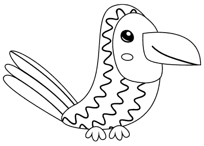 Dibujos animales para colorear. Dibujo de un loro de dibujos animados