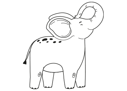 Dibujos animales colorear. Dibujo de un elefante