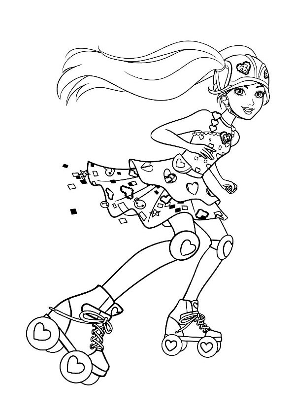 Imagen para colorear de Barbie patinando