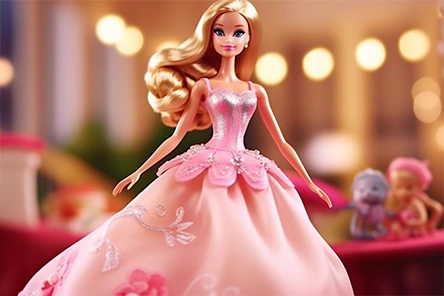Imagen de una muñeca Barbie con vestido de fiesta