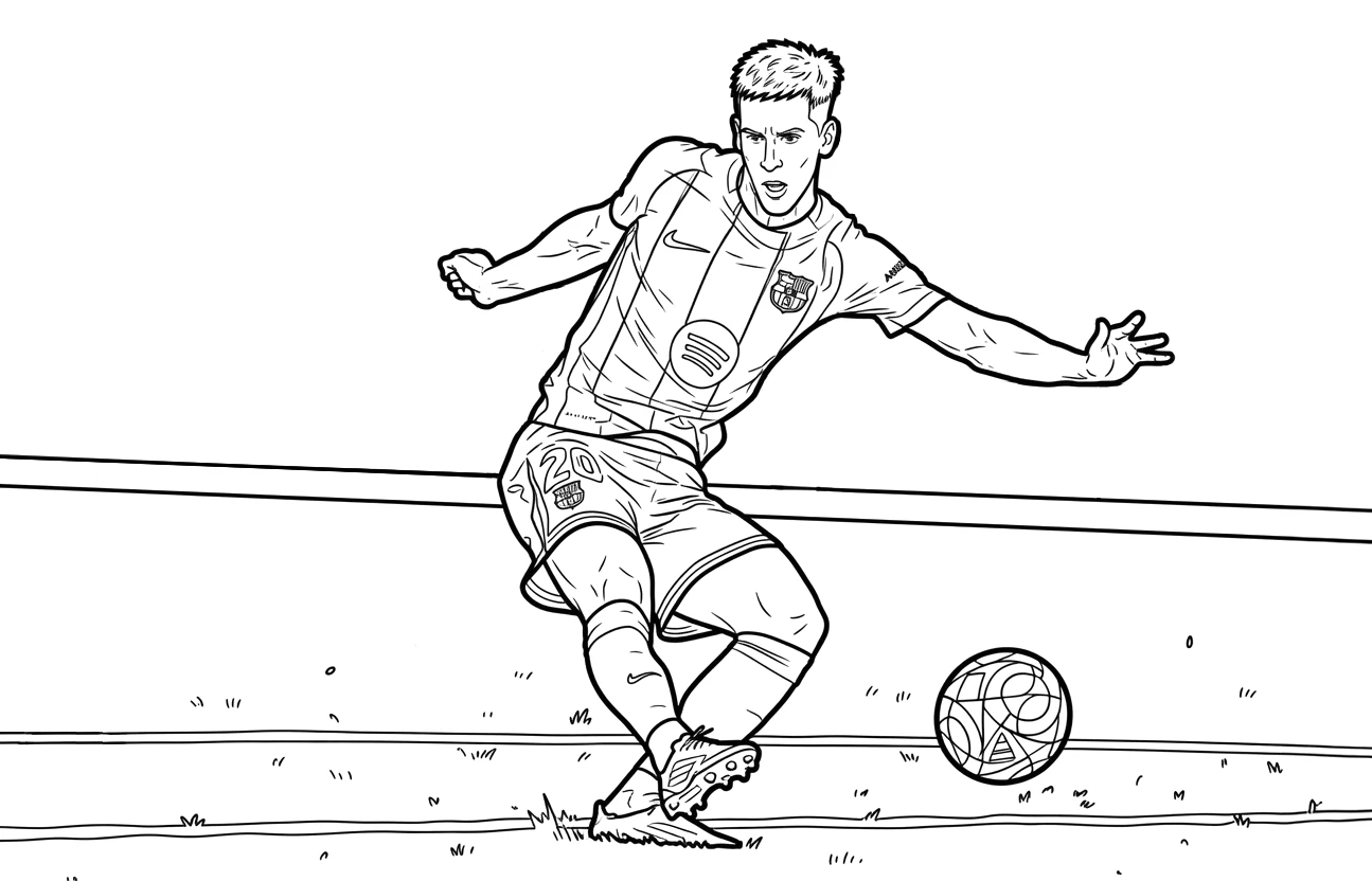 Descarga el dibujo de Dani Olmo jugando con el equipo del F.C. Barcelona.
