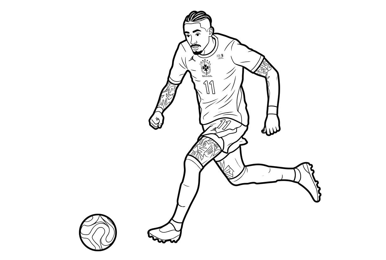 Dibujo para colorear de Raphinha, el jugador brasileño del Barcelona