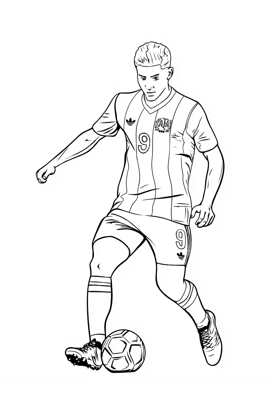 Dibujo para colorear de Julián Álvarez, el futbolista del Atlético de Madrid