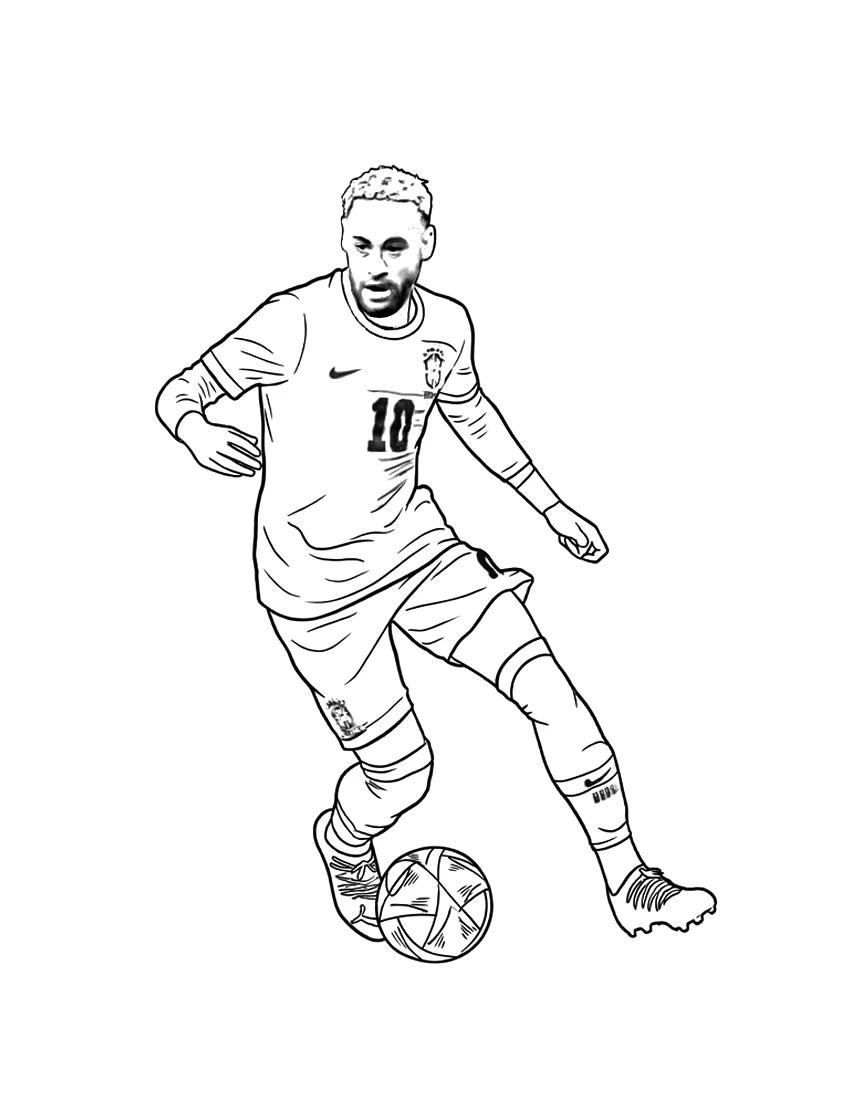 Dibujo para colorear el jugador brasileño Neymar