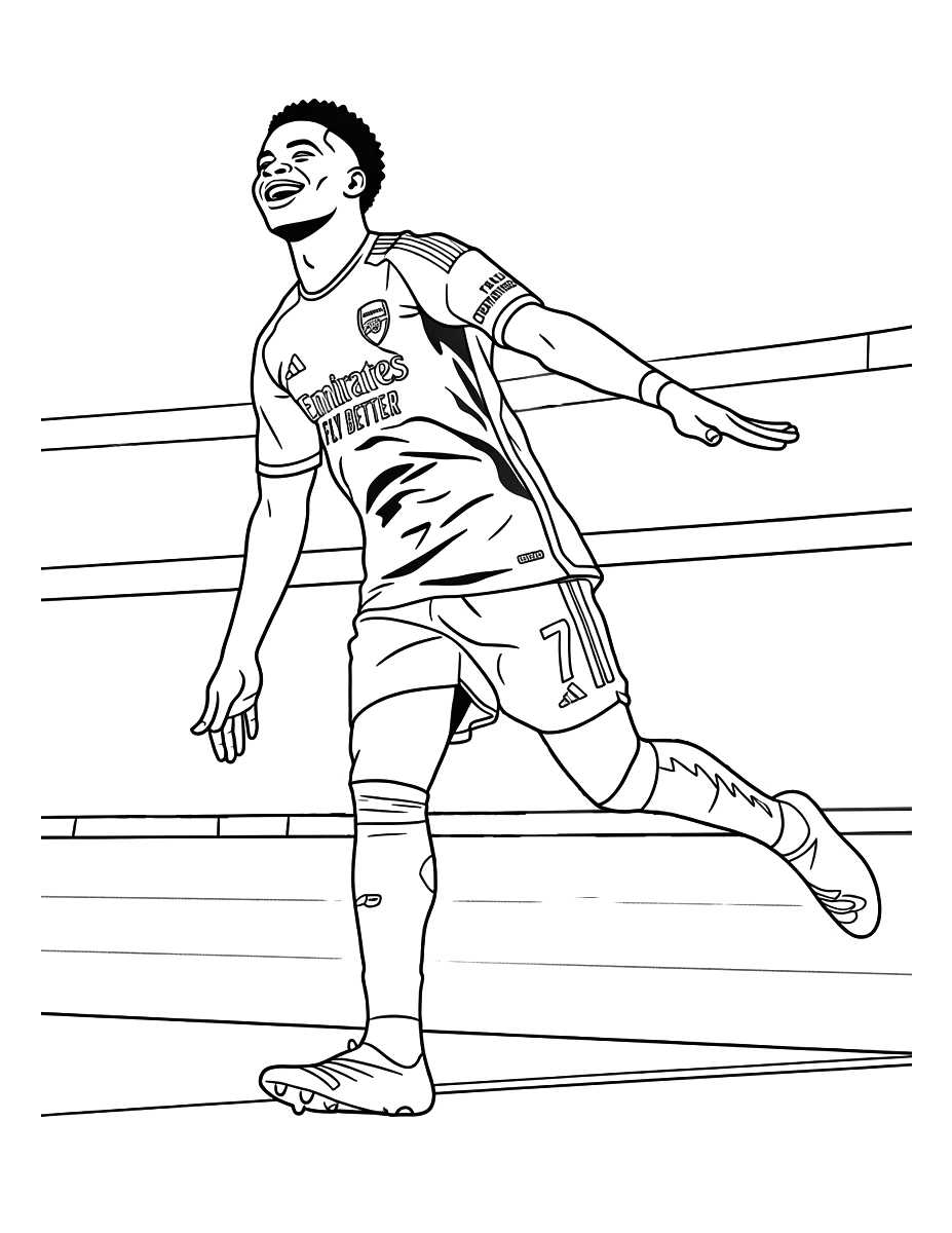 Dibujo para colorear el jugador del Arsenal Buyaco Saka