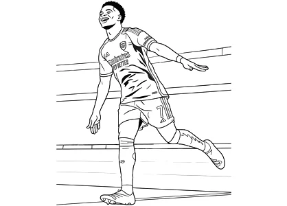 Dibujo de Bukayo Saka, el jugador inglés del Arsenal
