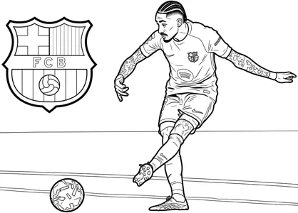 Raphinha con el escudo del Barcelona