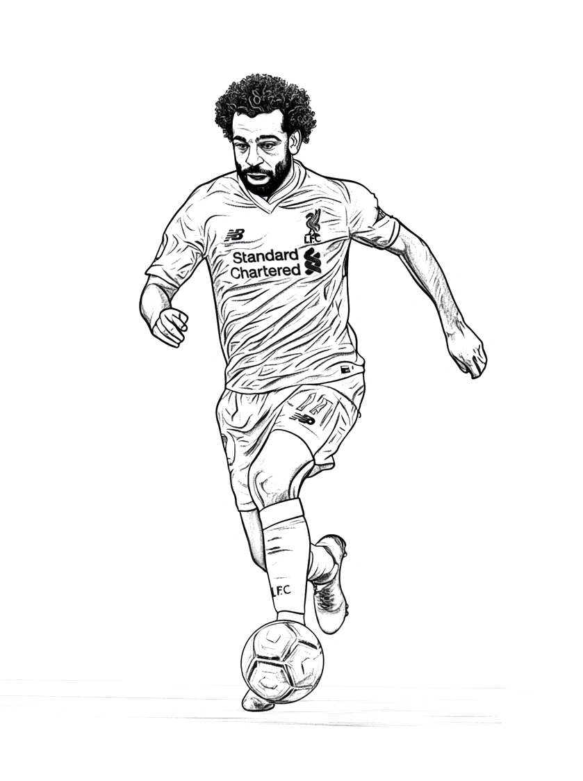 Dibujo de Mohamed Salah jugador del Liverpool FC para colorear