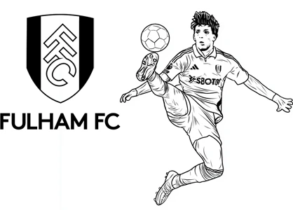 Dibujo de Raúl Jiménez con el escudo del equipo de fútbol del Fulham de la ciudad de Londres