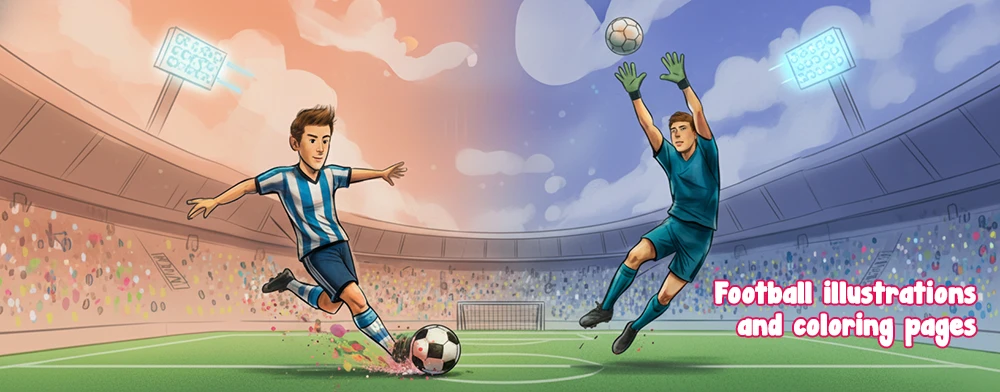 Football illustrations and coloring pages