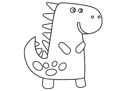 Dibujo de una dinosauria sencillo para colorear. Dibujo fácil de dinosauria.