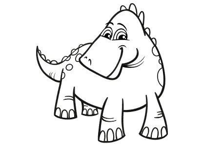 Dibujo de un dinosaurio dibujado con un trazo de tinta grueso y sencillo.