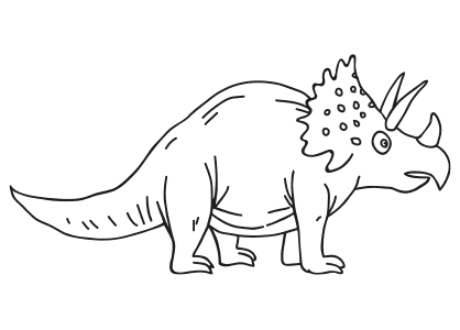Dibujos de dinosaurios para colorear. Dibujo de un dinosaurio triceratops, vista de perfil