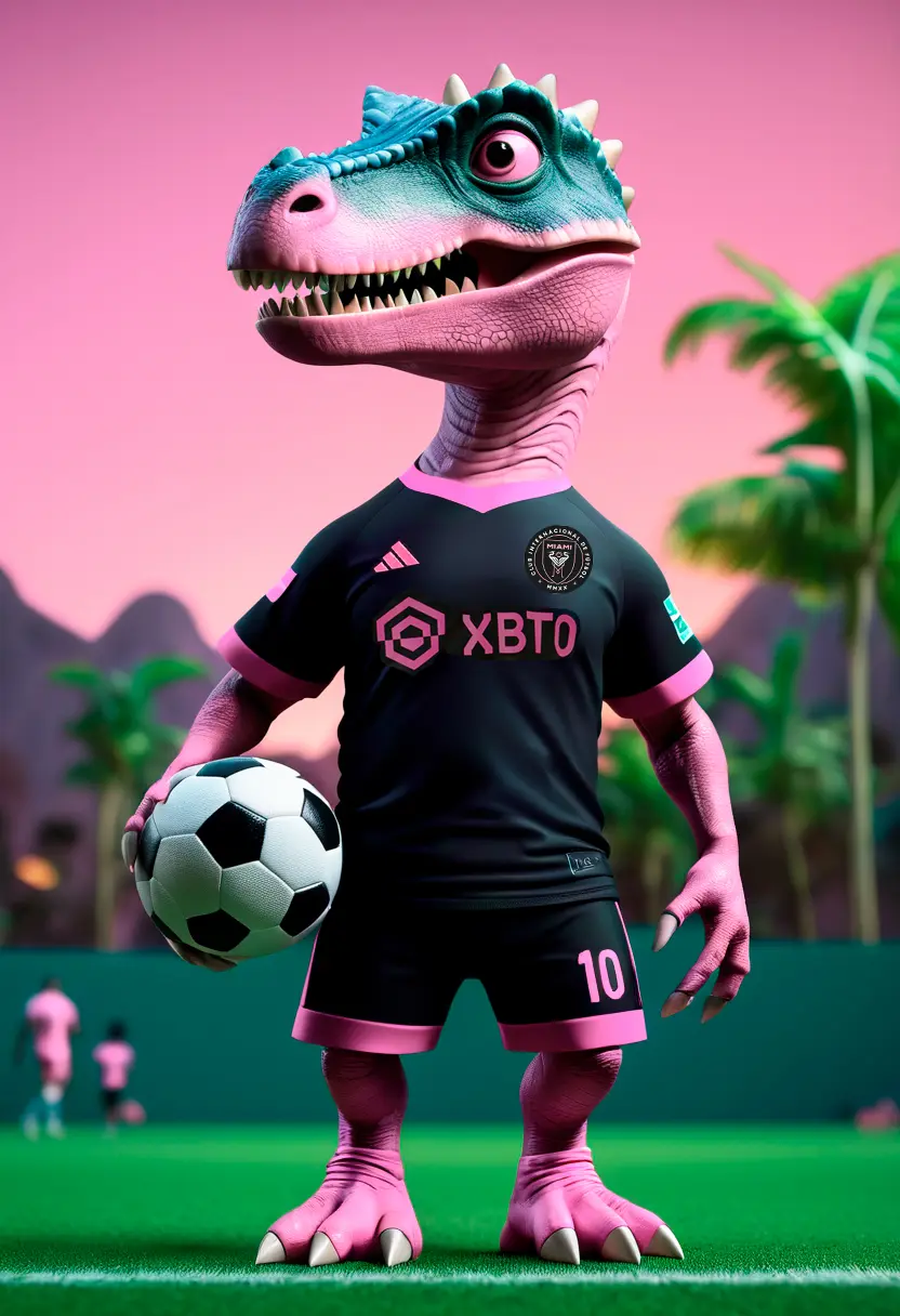 Dinosaurio futbolista del Inter de Miami