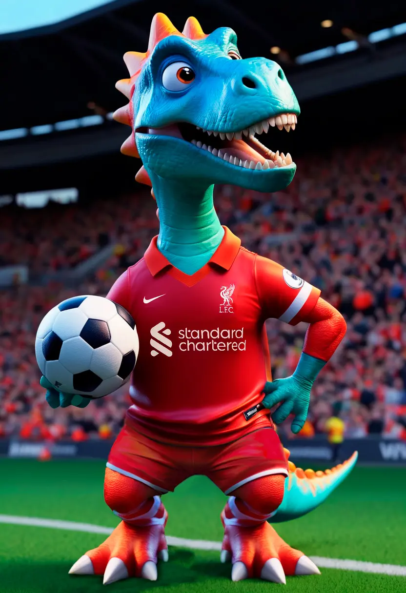 Dinosaurio futbolista del Liverpool