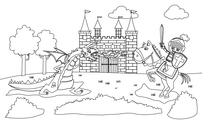 Descarga el dibujo de dragones en blanco y negro para imprimir y colorear