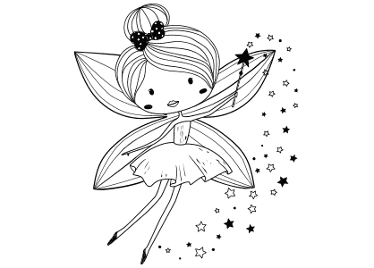 Dibujo para colorear un hada con una varita mágica