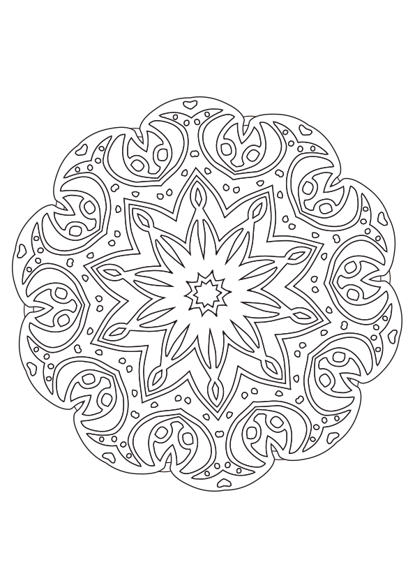Dibujo para colorear mandala roseta de forma exótica con detalles orientales geométricos