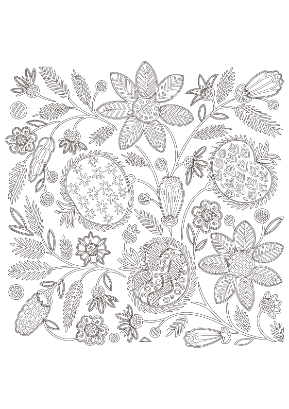 Dibujo para colorear mandala pattern de motivos florales y formas orgánicas