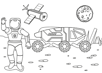 Dibujo de un astronauta en la base espacial