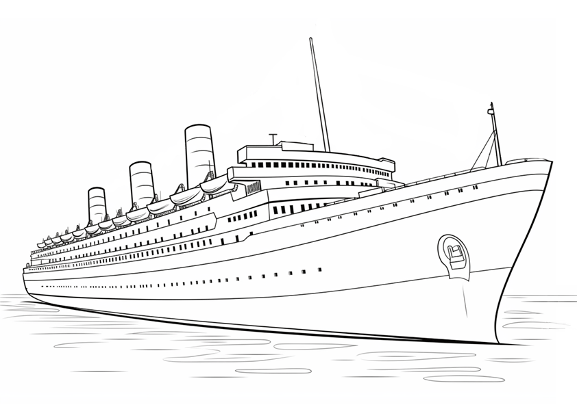 Dibujo para colorear un barco transatlántico