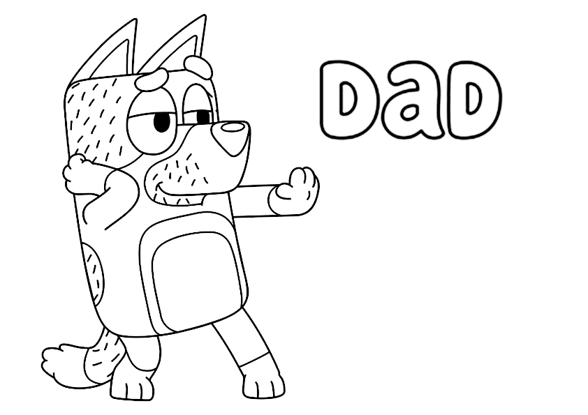 Dibujo de papá Bandit de la serie de dibujos animados Bluey para colorear