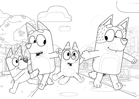 La familia Bluey para colorear