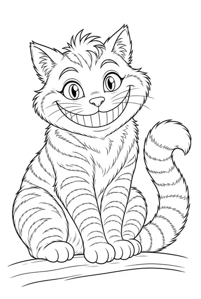 Ilustración para colorear del Gato de Cheshire
