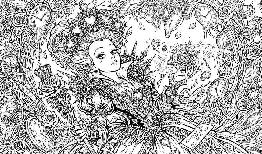 Ilustración de La Reina Roja para colorear