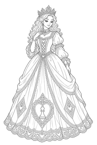 Ilustración para colorear de La Reina Blanca
