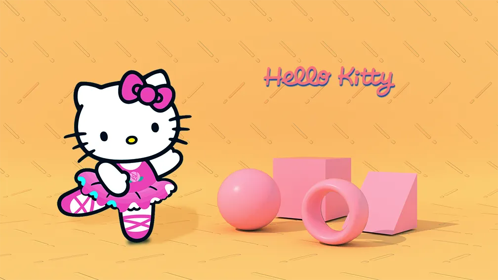 Dibujos de Hello Kitty para descargar. Hello Kitty saltando por el campo.