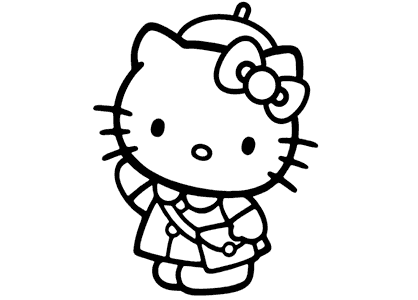 Dibujos de Hello Kitty, dibujo de Hello Kitty con un bolso para colorear.
