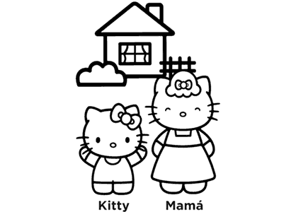 Dibujos colorear de Hello Kitty con su mamá.