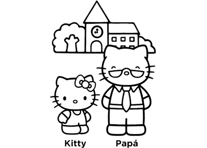 Dibujos colorear de Hello Kitty con su papá.