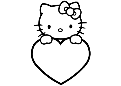 Dibujos colorear de Hello Kitty con un corazón del Día de San Valentín.