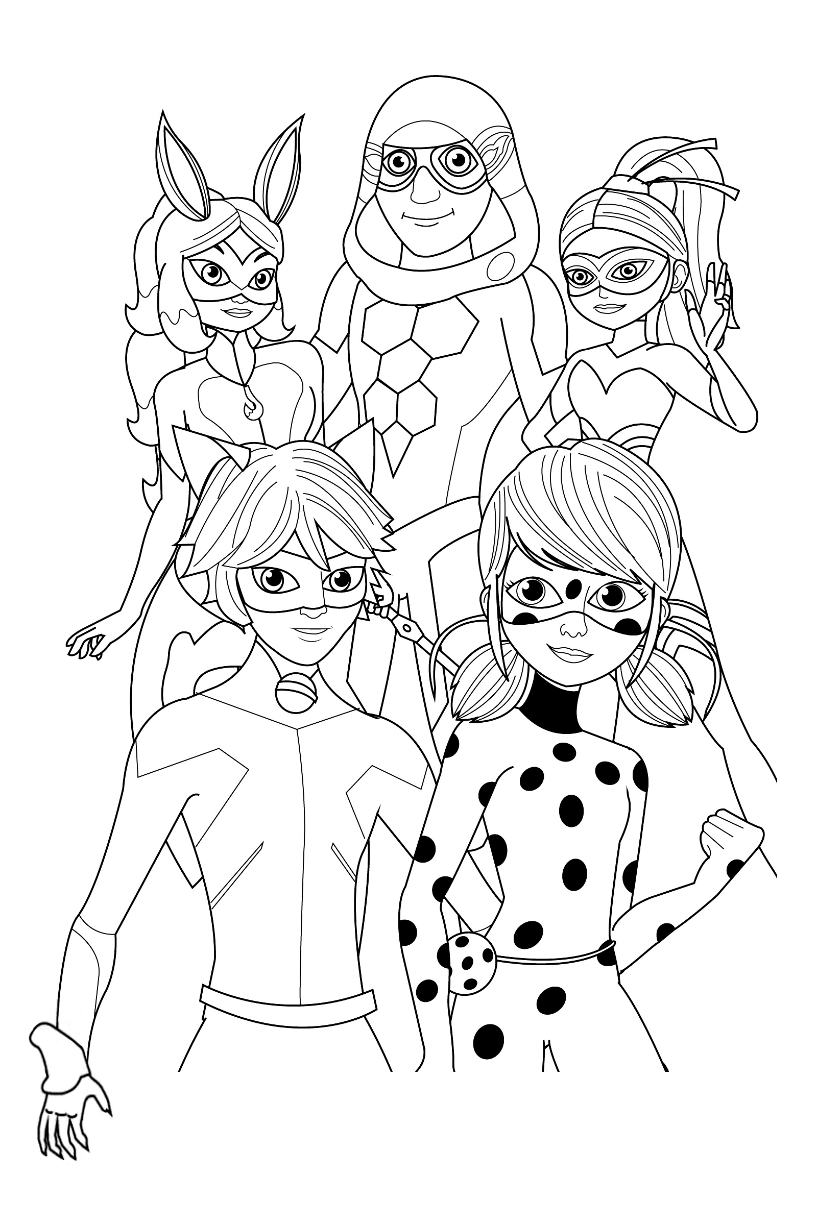 Dibujo para colorear los personajes de la temporada 2 de la serie Ladybug Miraculous