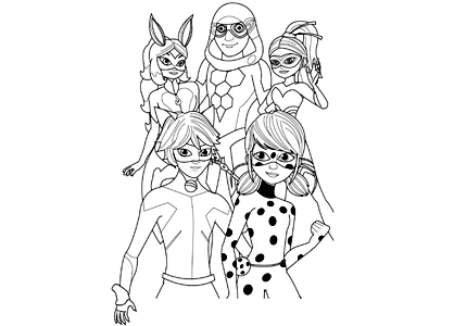 Dibujo de los personajes de la temporada 2 de la serie Ladybug Miraculous