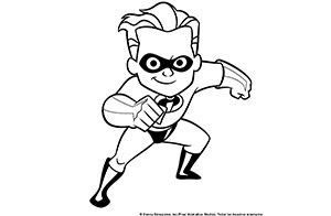 Dibujo para colorear del niño de la película de los increíbles de Pixar