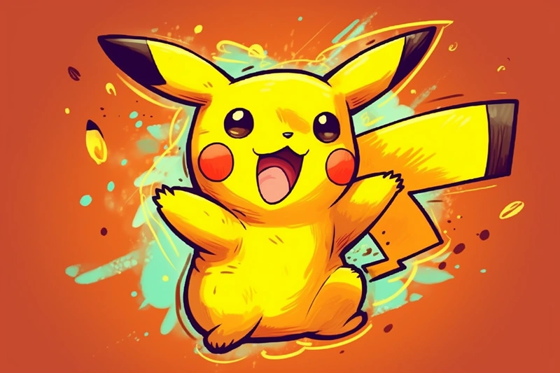 Dibujo de Pikachu feliz y saltando