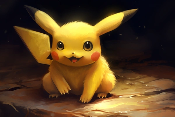 Imagen retrato de Pikachu pintado con pincel