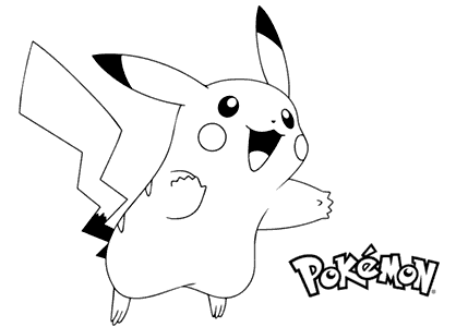 Dibujo de Pikachu saltando con el logo de Pokémon