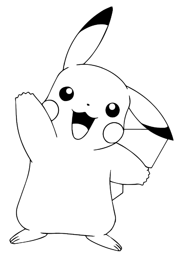 Dibujo Para Colorear De Pikachu De Pok Mon Saludando Pikachu From