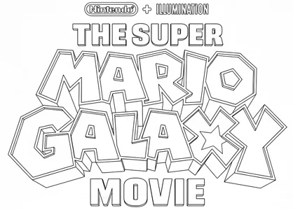 El logo de la película The Super Mario Galaxy Movie para colorear