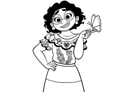 Dibujos de la película Encanto de Disney, dibujo de Mirabel.