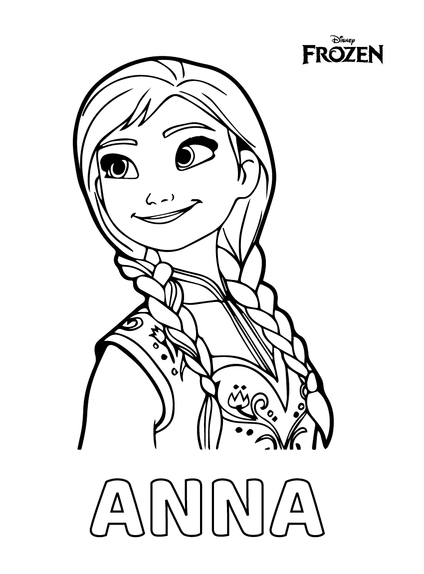 Dibujo para colorear Anna de Frozen con letras