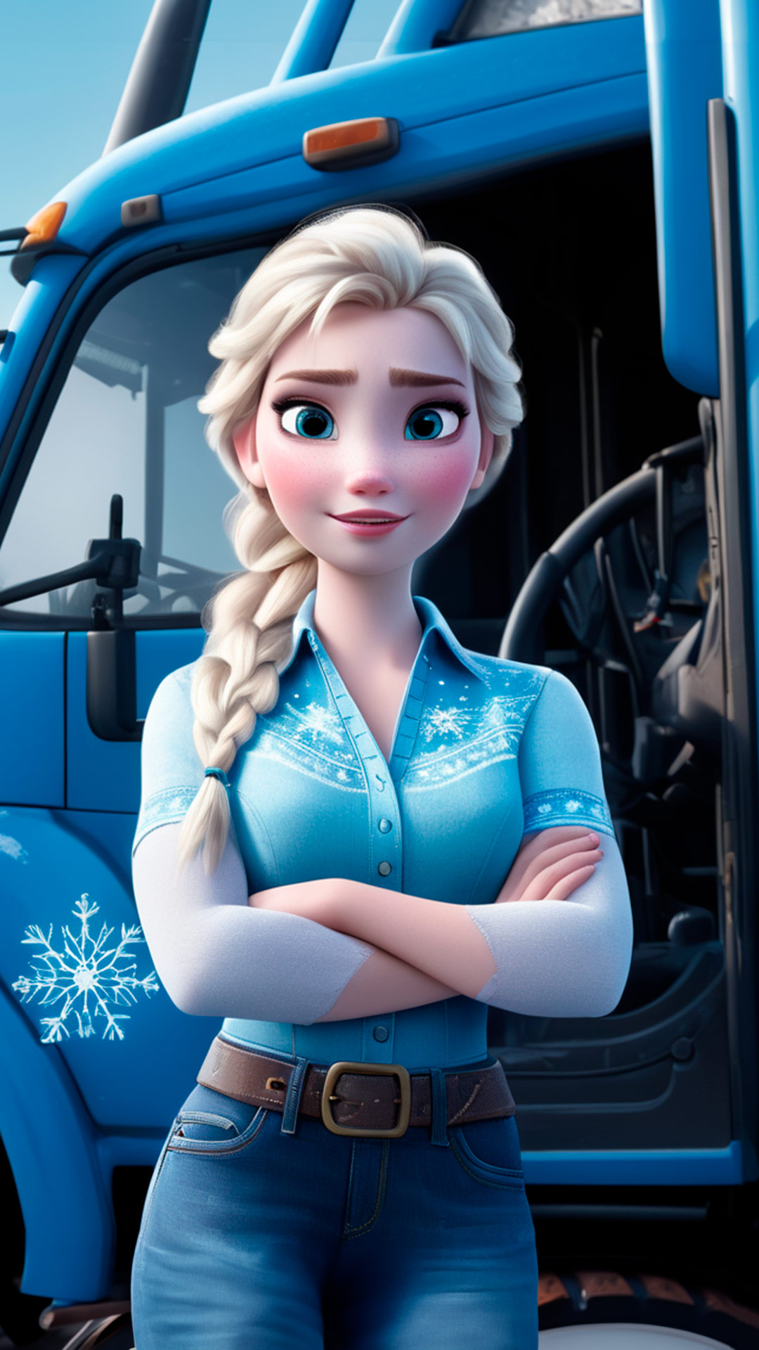 Imagen de Elsa si fuera conductora de camiones