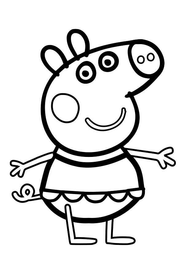 Dibujo para colorear a Peppa Pig en bañador