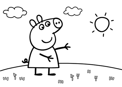 Dibujo colorear de Peppa Pig en el campo