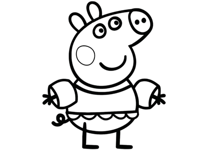 Dibujo de Peppa Pig con manguitos para nadar