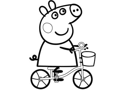 Dibujo Peppa Pig montando en bici